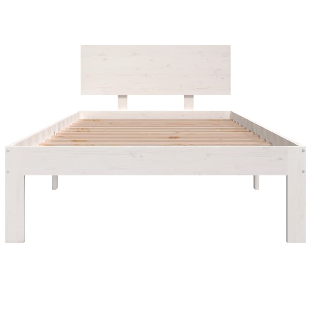 Okvir za krevet od masivne borovine bijeli 90 x 200 cm