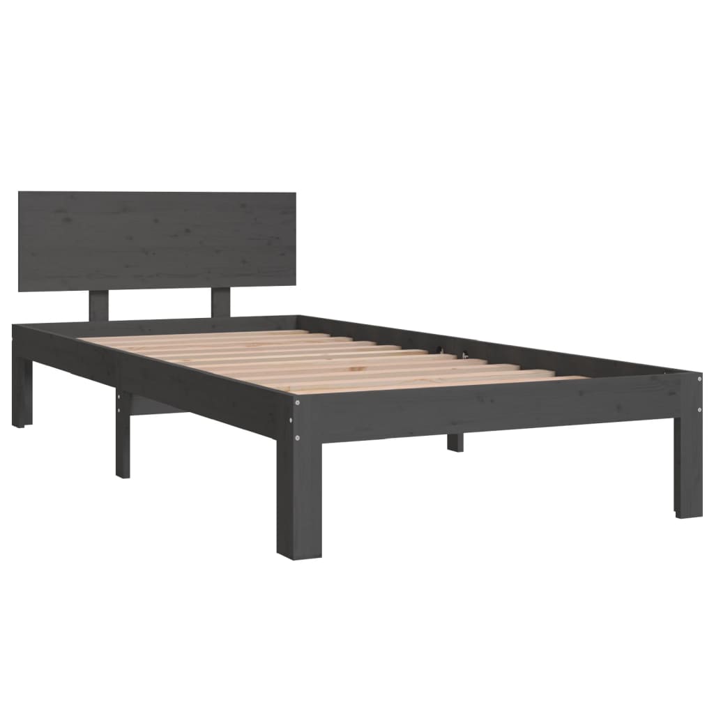 Okvir za krevet od masivne borovine sivi 90 x 200 cm