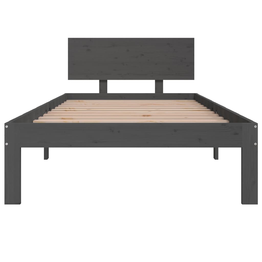 Okvir za krevet od masivne borovine sivi 90 x 200 cm