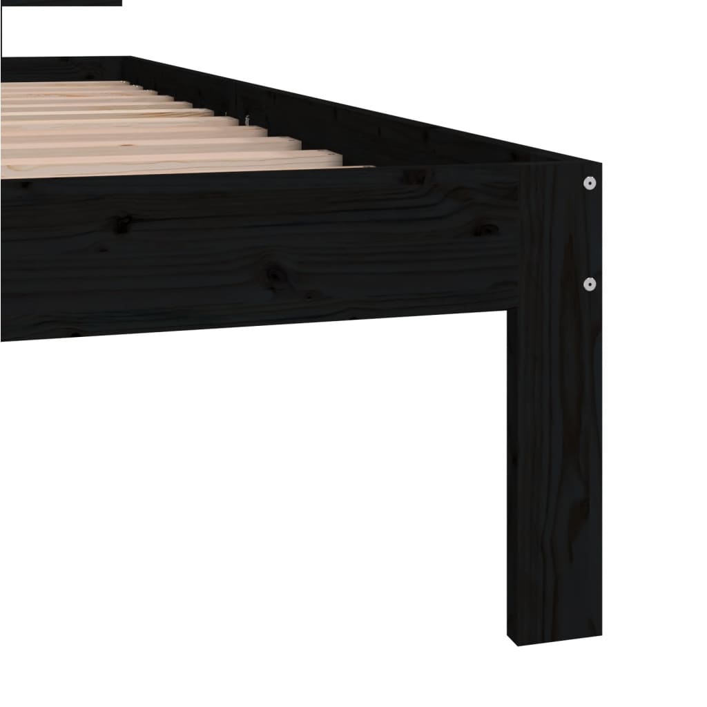 Okvir za krevet od masivne borovine crni 90 x 200 cm
