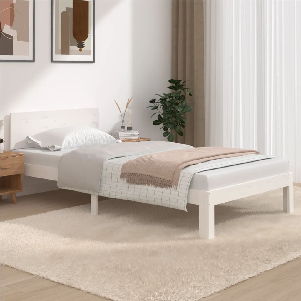 Okvir za krevet od masivne borovine bijeli 100 x 200 cm