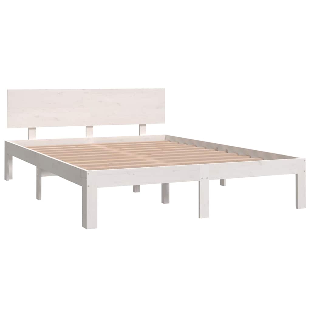 Okvir za krevet od masivne borovine bijeli 150 x 200 cm king