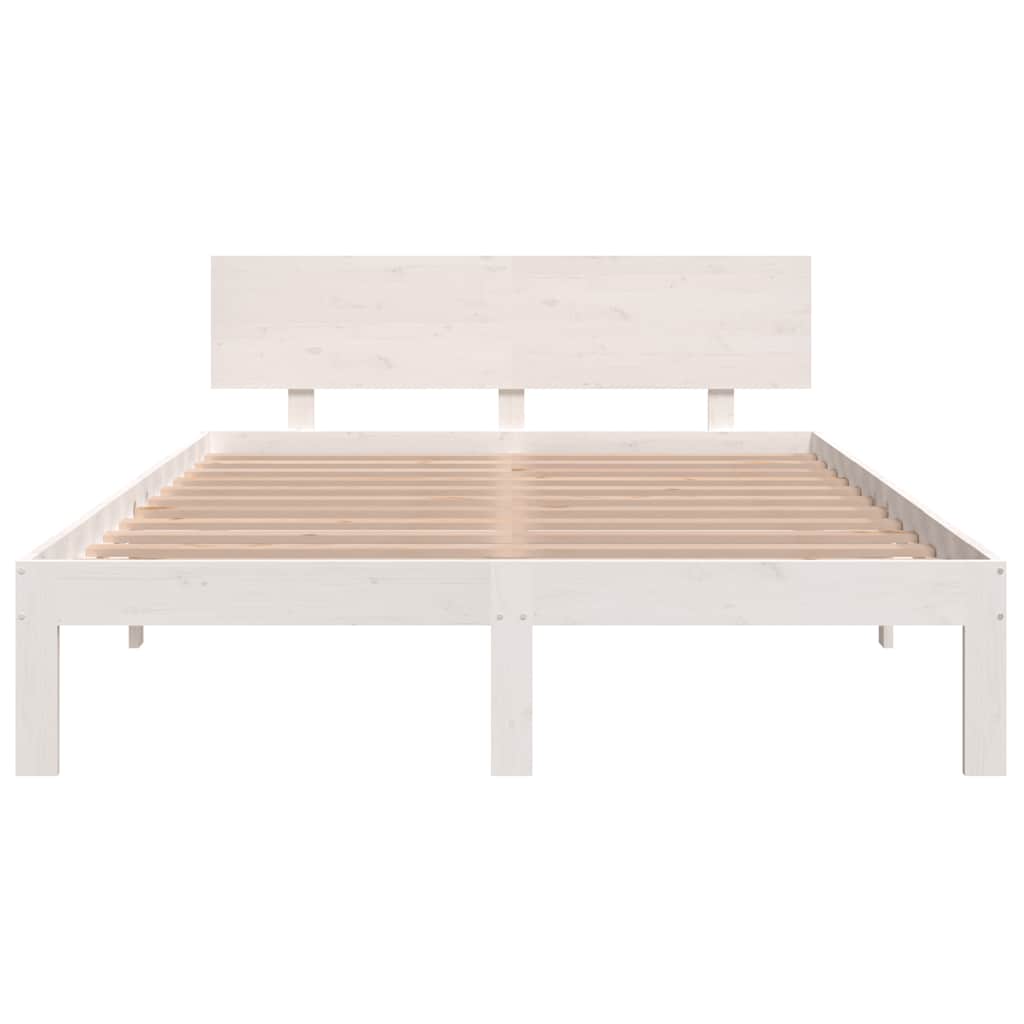 Okvir za krevet od masivne borovine bijeli 150 x 200 cm king