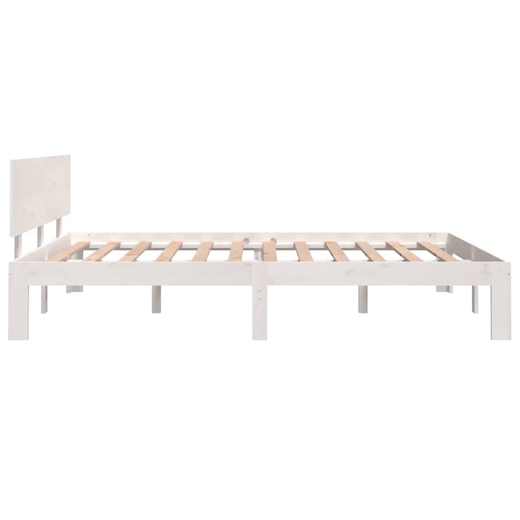 Okvir za krevet od masivne borovine bijeli 150 x 200 cm king