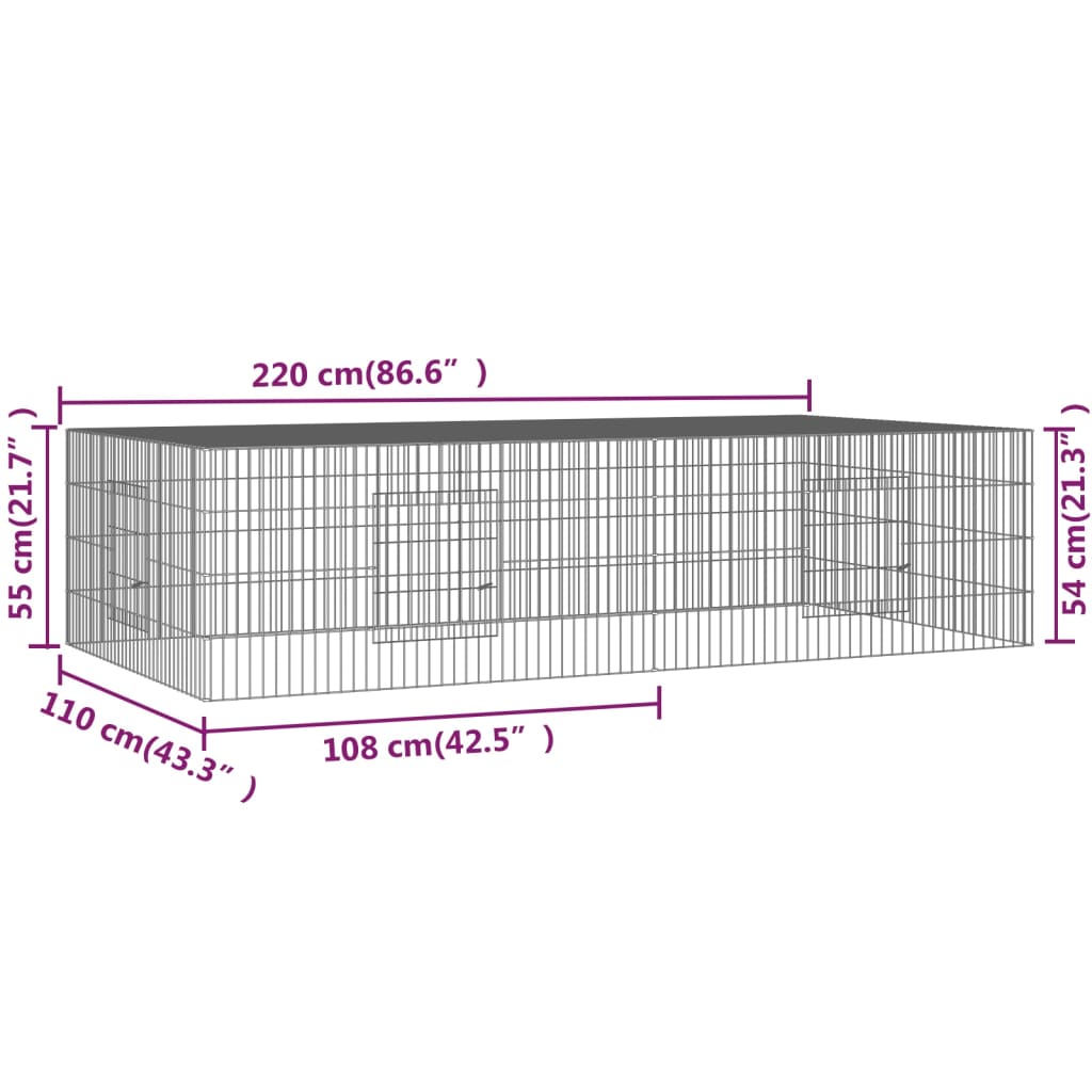 Kavez za zečeve s 2 panela 220x110x55 cm od pocinčanog željeza