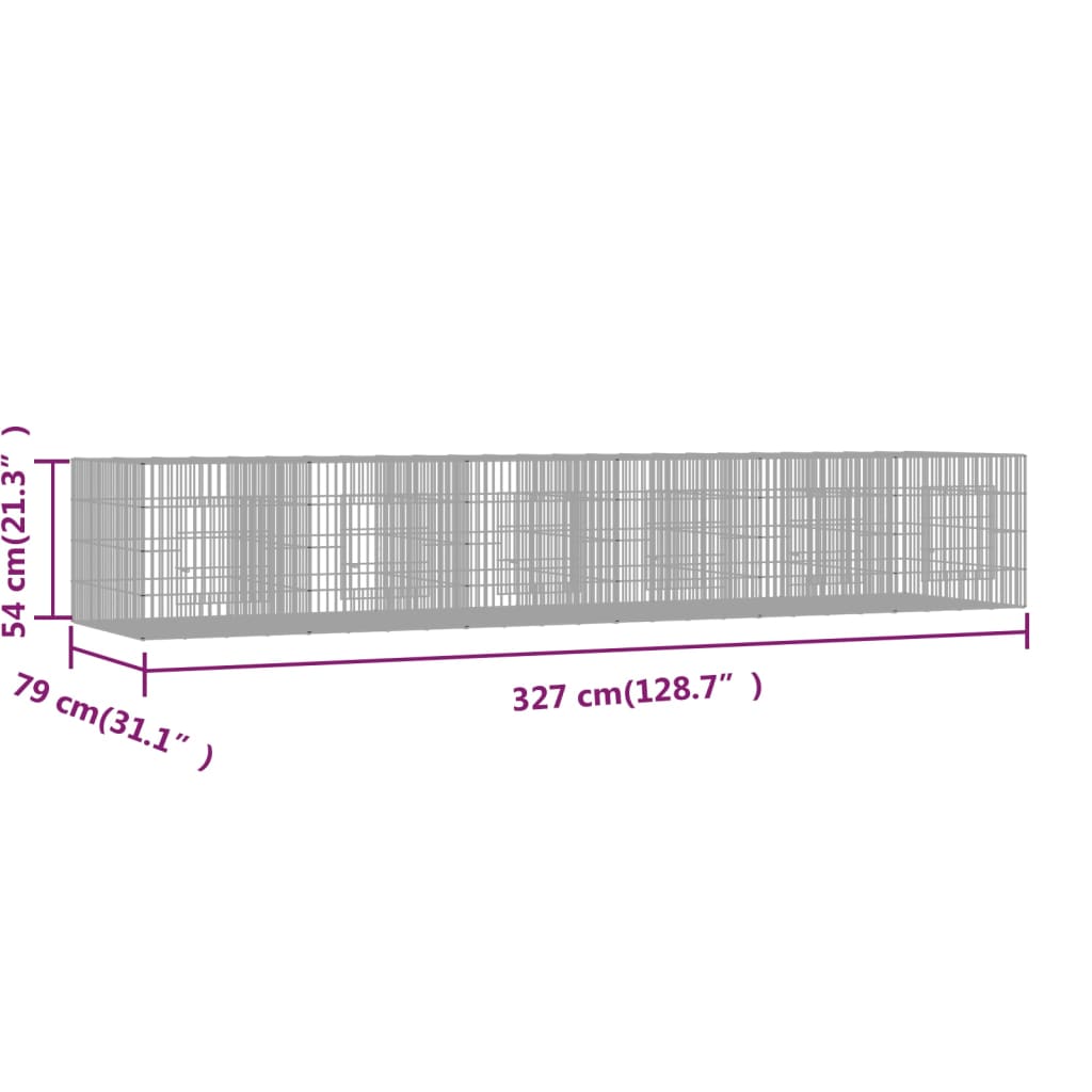 Kavez za zečeve sa 6 panela 327x79x54 cm od pocinčanog željeza