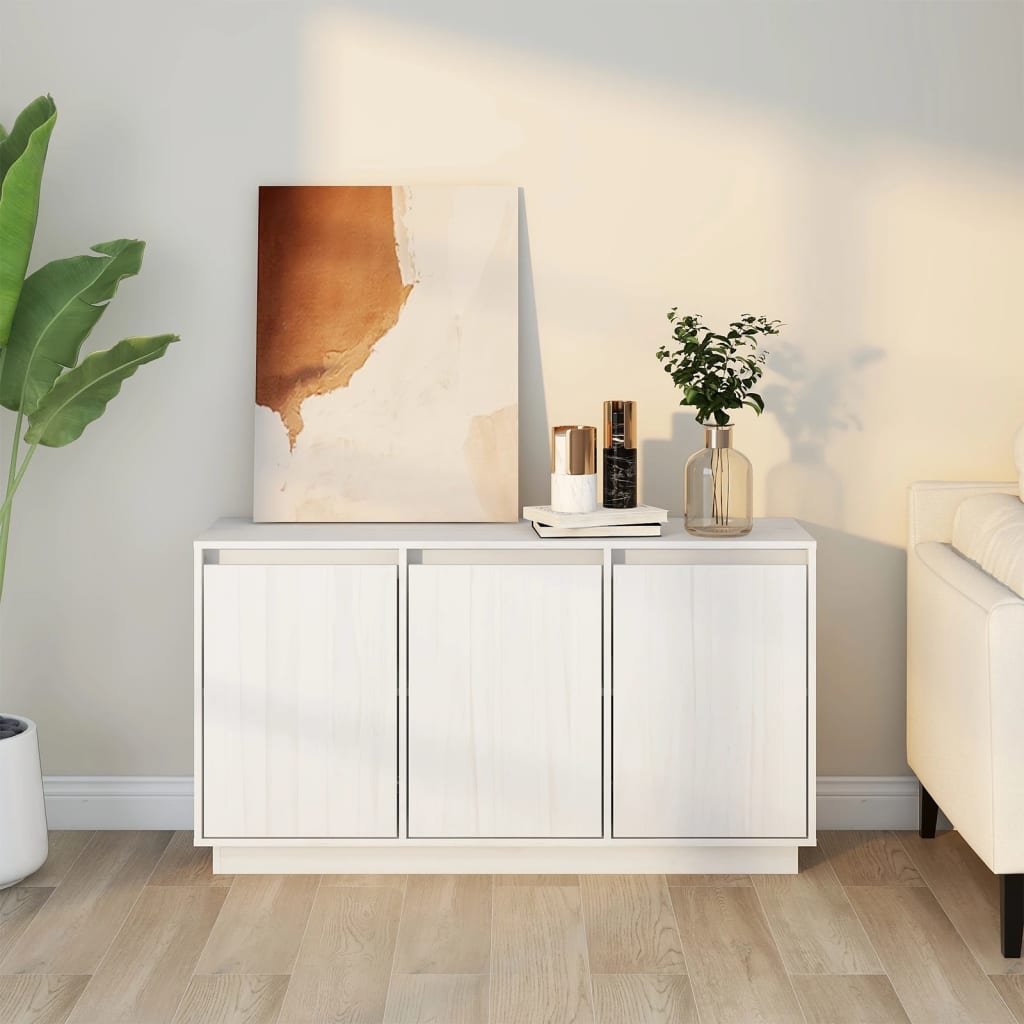 Komoda bijela 111x34x60 cm od masivne borovine