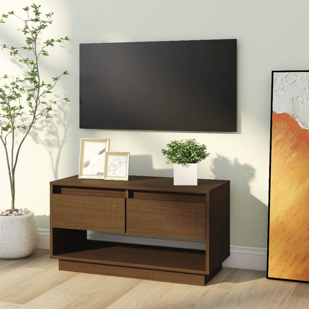 TV ormarić smeđa boja meda 74 x 34 x 40 cm od masivne borovine