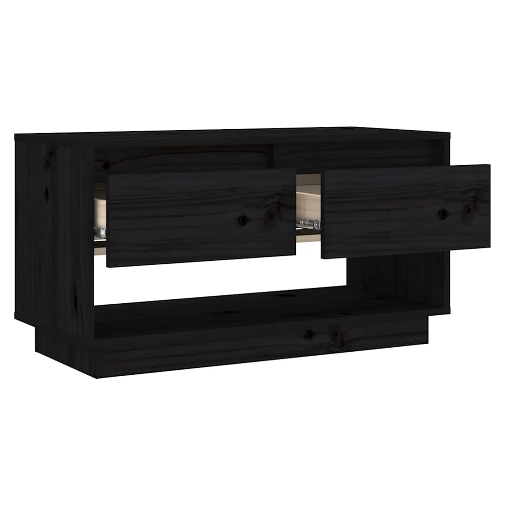 TV ormarić crni 74 x 34 x 40 cm od masivne borovine