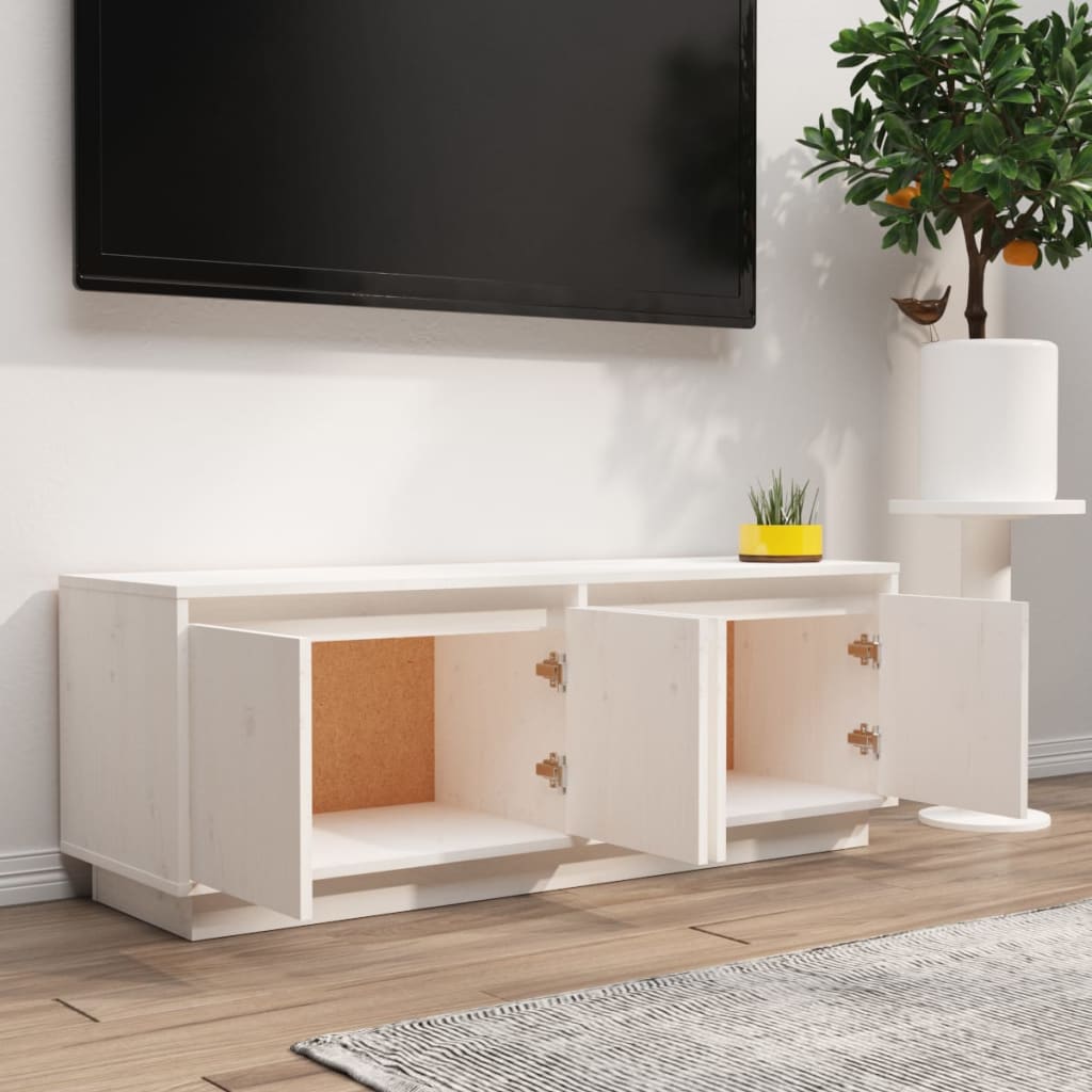 TV ormarić bijeli 110 x 34 x 40 cm od masivne borovine