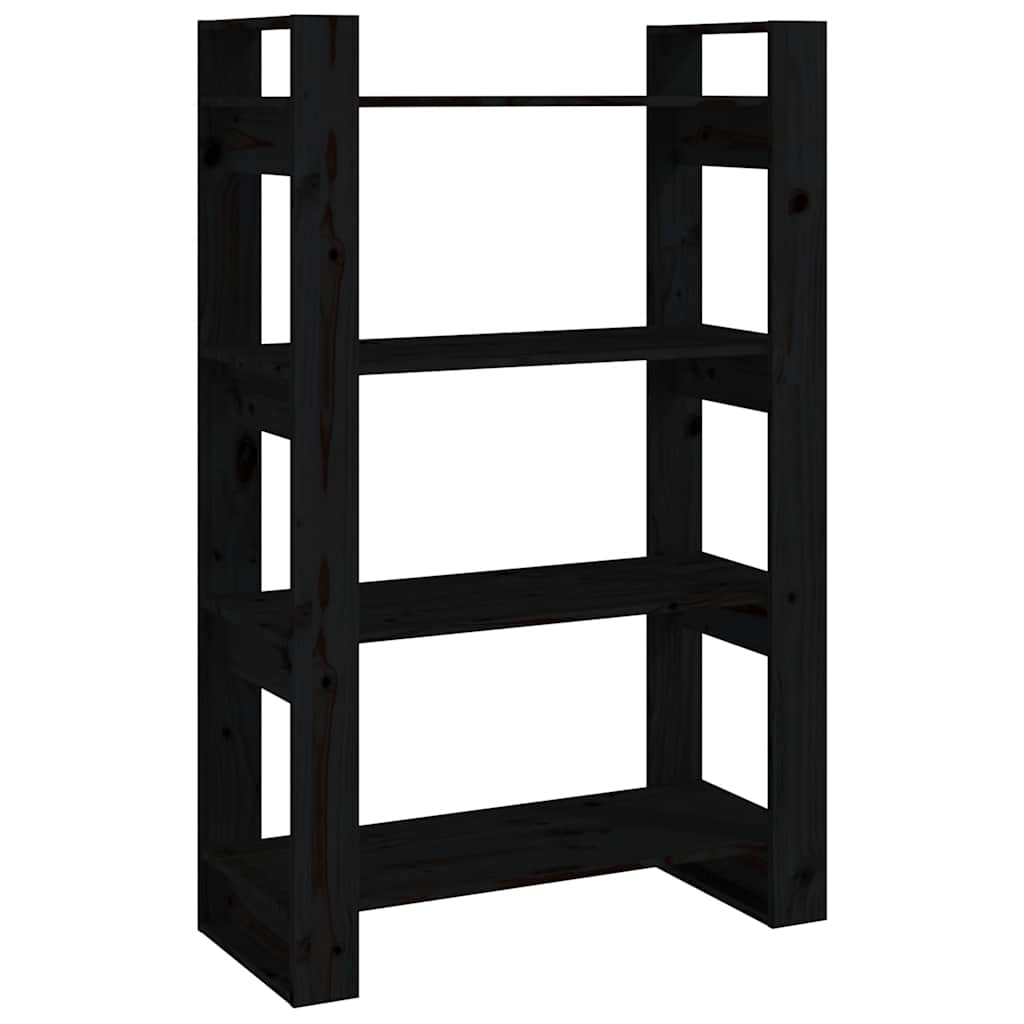 Ormarić za knjige / pregrada crni 80x35x125 cm od borovine