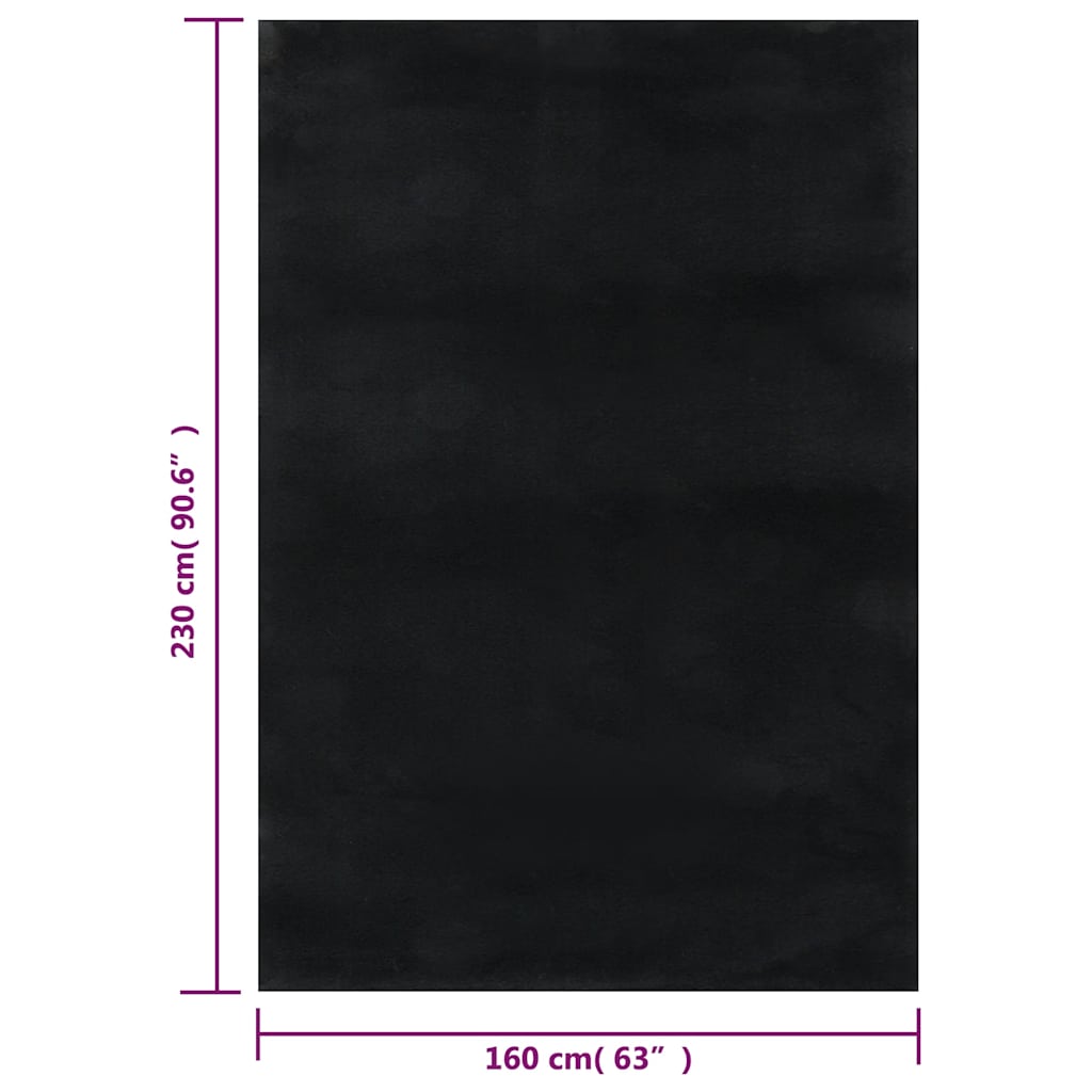 Perivi mekani pahuljasti tepih 160 x 230 cm protuklizni crni