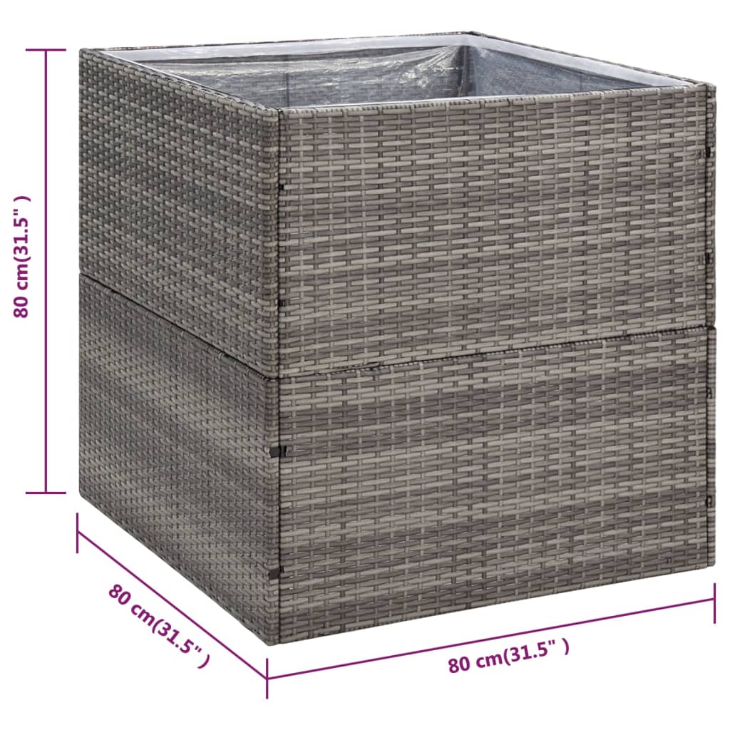 Vrtna sadilica siva 80 x 80 x 80 cm od poliratana
