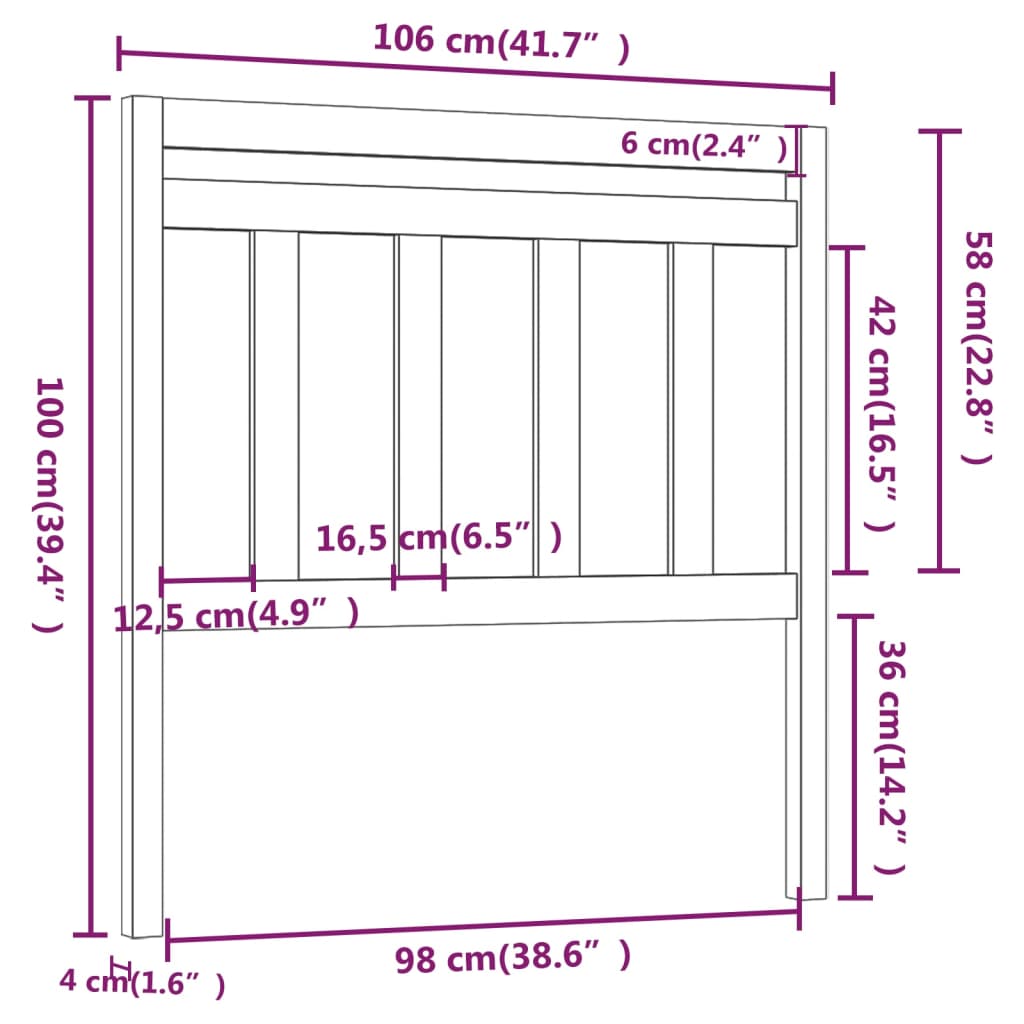 Uzglavlje za krevet bijelo 106 x 4 x 100 cm od masivne borovine