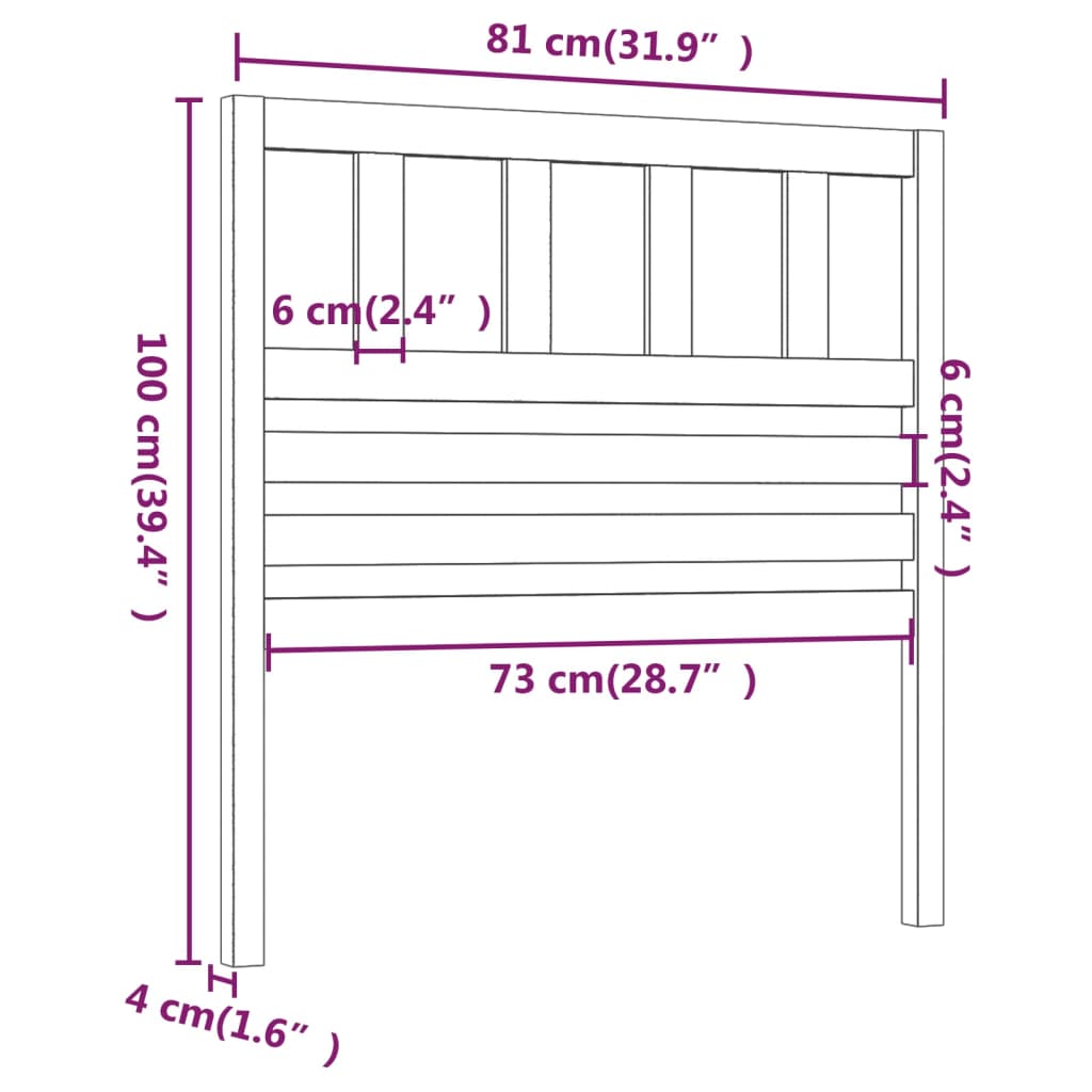 Uzglavlje za krevet 81 x 4 x 100 cm od masivne borovine