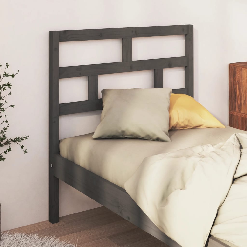Uzglavlje za krevet sivo 81 x 4 x 100 cm od masivne borovine