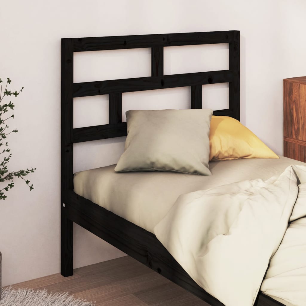 Uzglavlje za krevet crno 106 x 4 x 100 cm od masivne borovine
