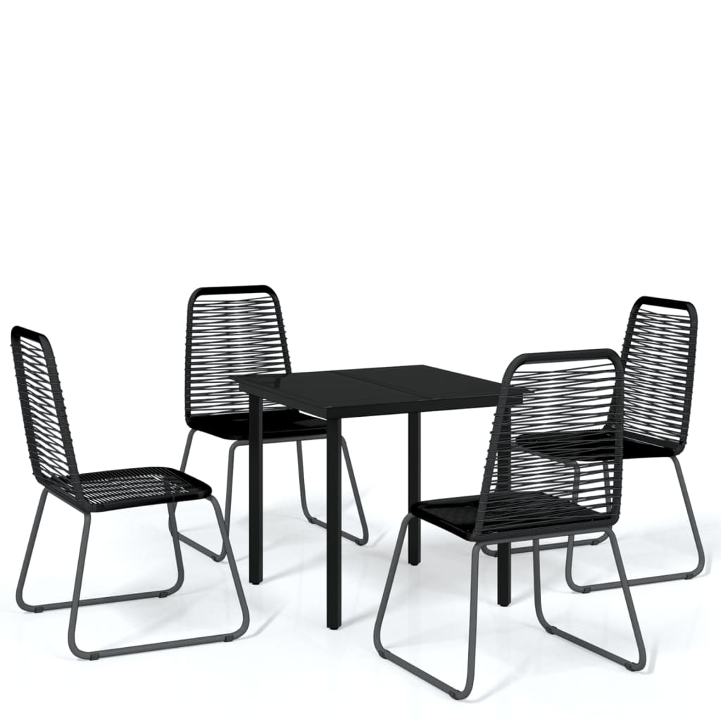 5-dijelni vrtni blagovaonski set crni