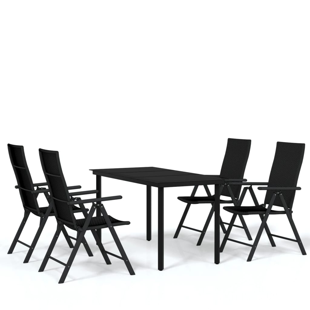 5-dijelni vrtni blagovaonski set crni