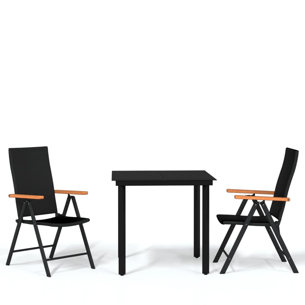 3-dijelni vrtni blagovaonski set crni