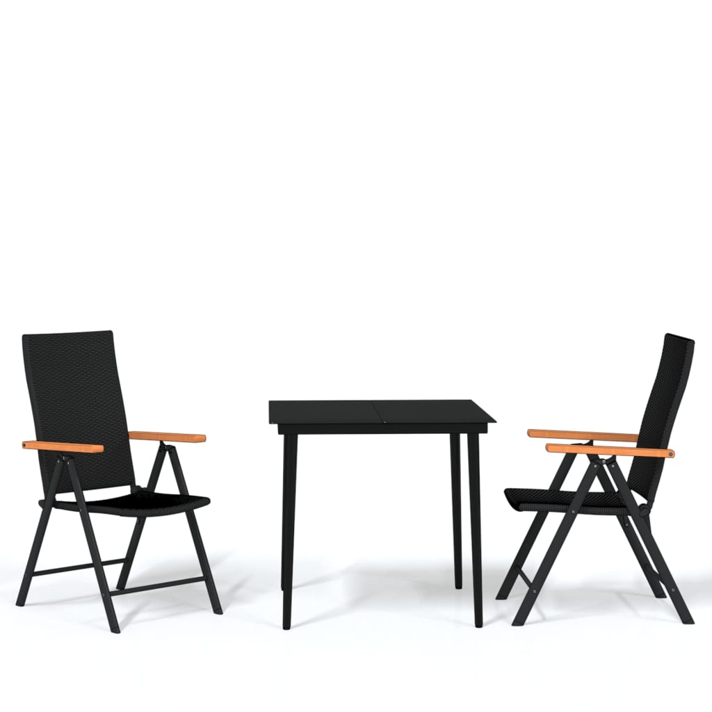 3-dijelni vrtni blagovaonski set crni