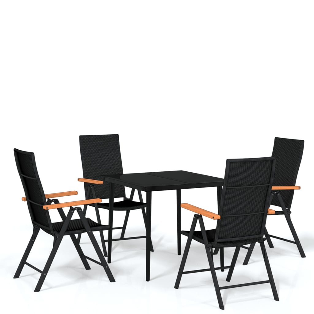 5-dijelni vrtni blagovaonski set crni
