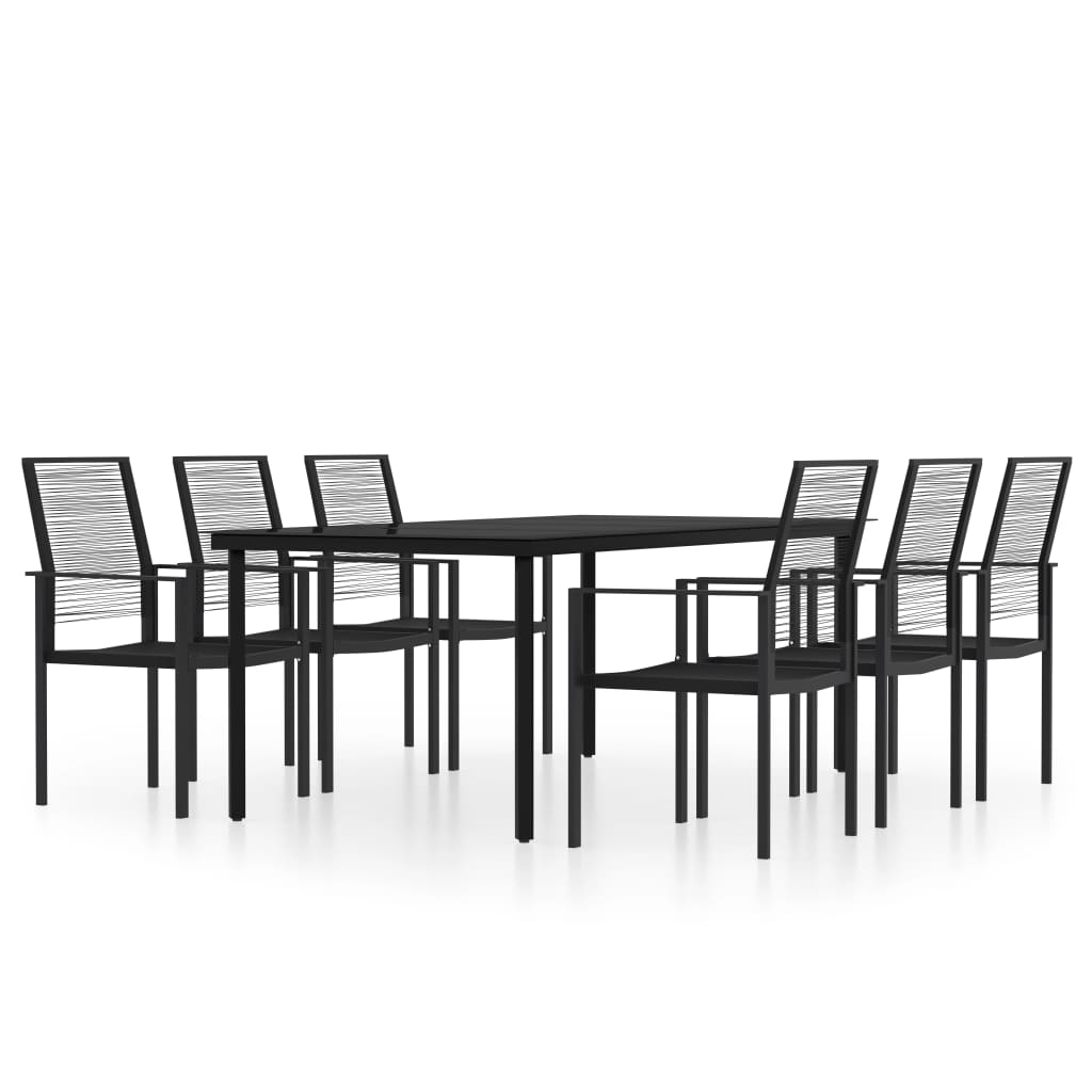 7-dijelni vrtni blagovaonski set crni