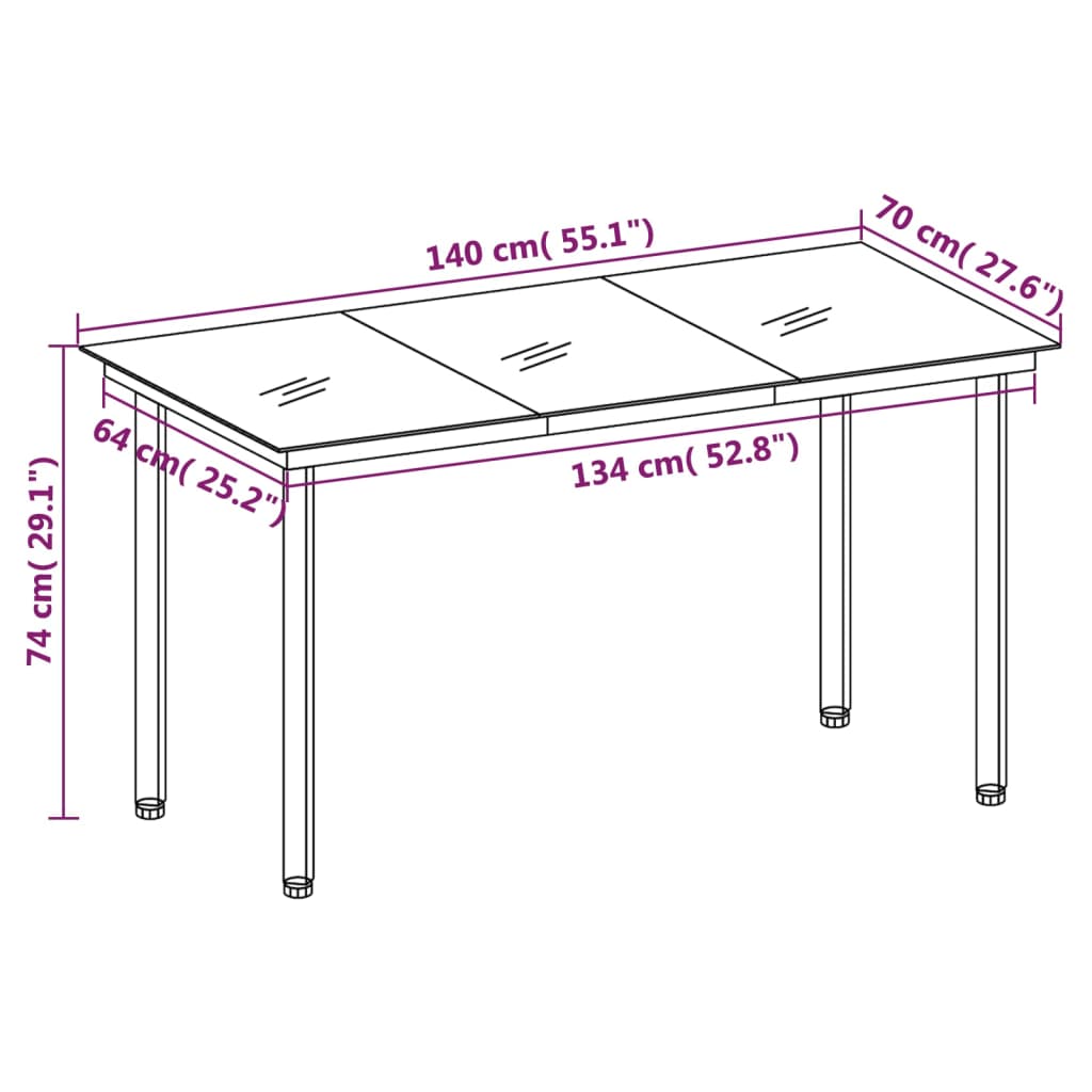 5-dijelni vrtni blagovaonski set od PVC ratana crni