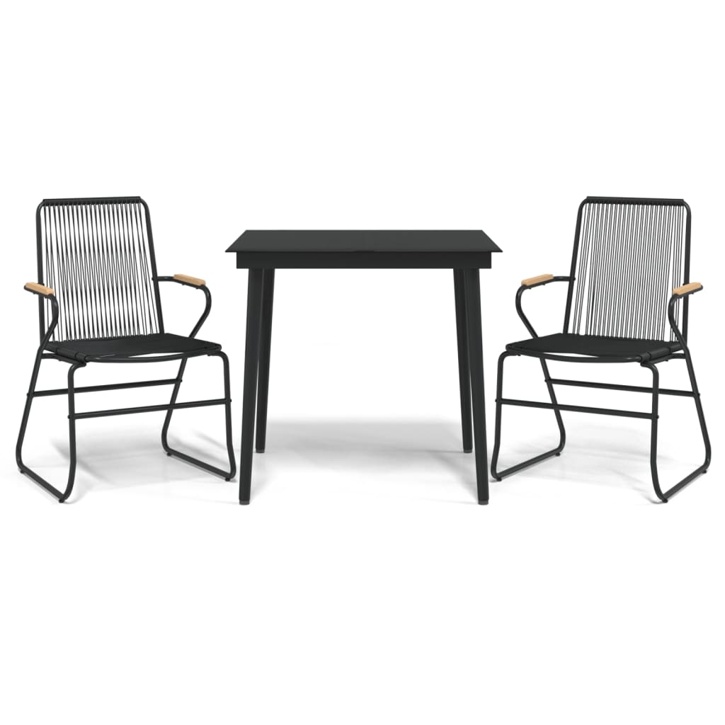 3-dijelni vrtni blagovaonski set od PVC ratana crni