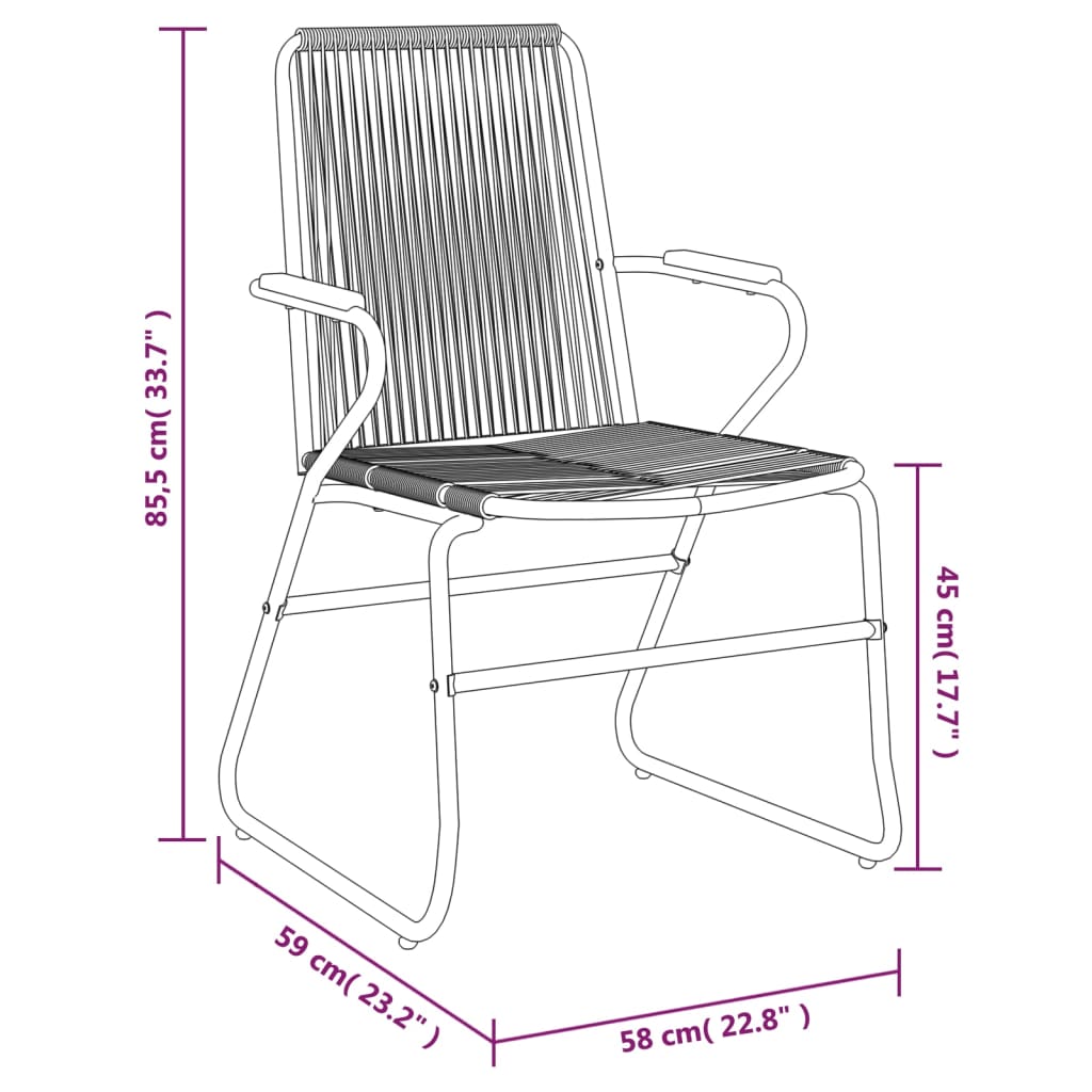 3-dijelni vrtni blagovaonski set od PVC ratana crni