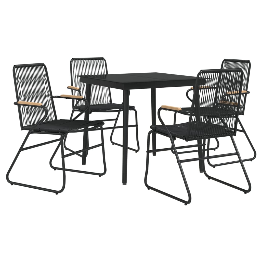 5-dijelni vrtni blagovaonski set od PVC ratana crni