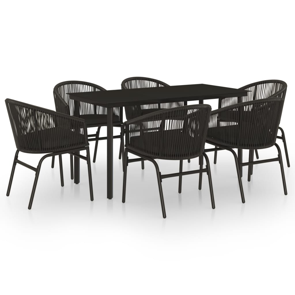 7-dijelni vrtni blagovaonski set crni
