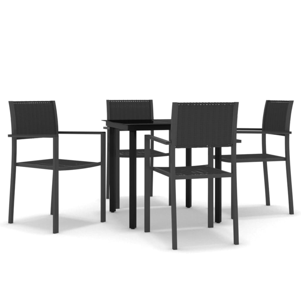 5-dijelni vrtni blagovaonski set crni
