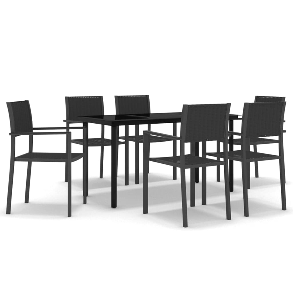7-dijelni vrtni blagovaonski set crni
