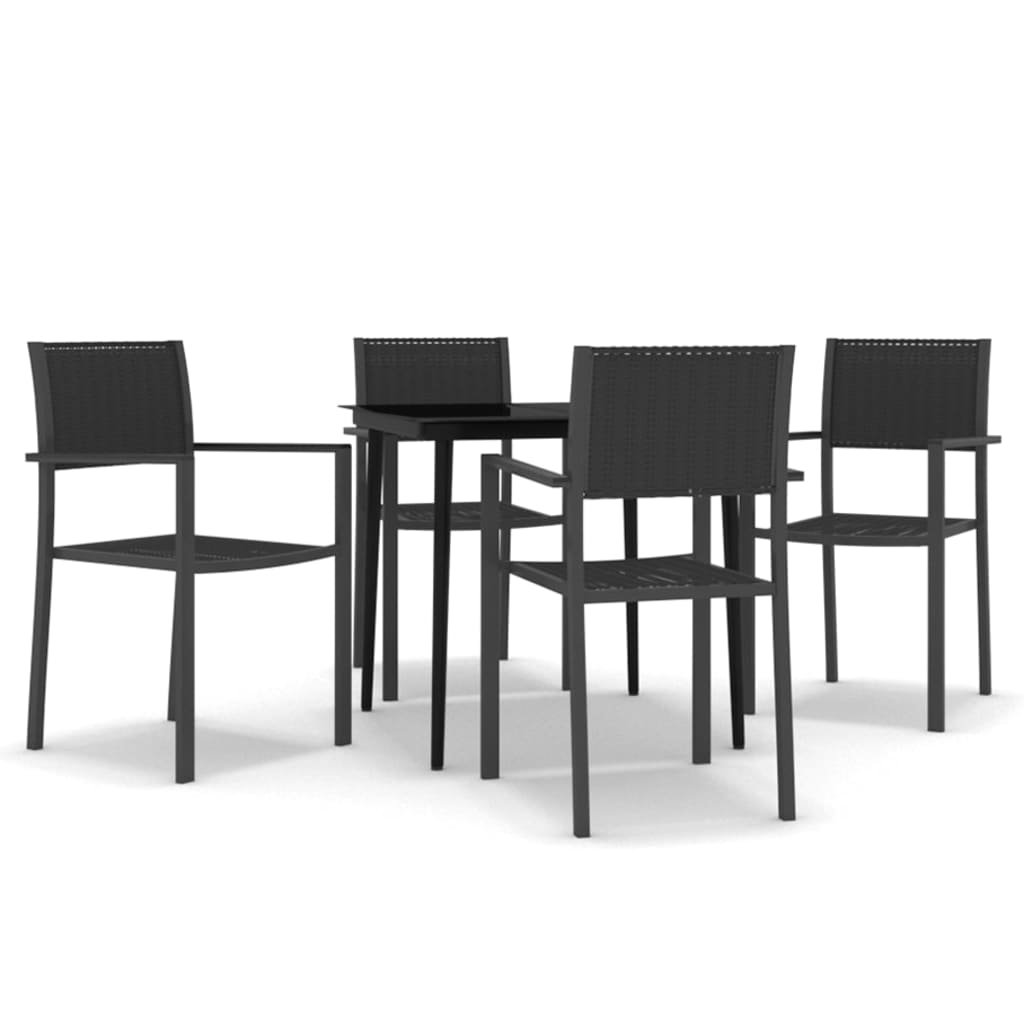 5-dijelni vrtni blagovaonski set crni