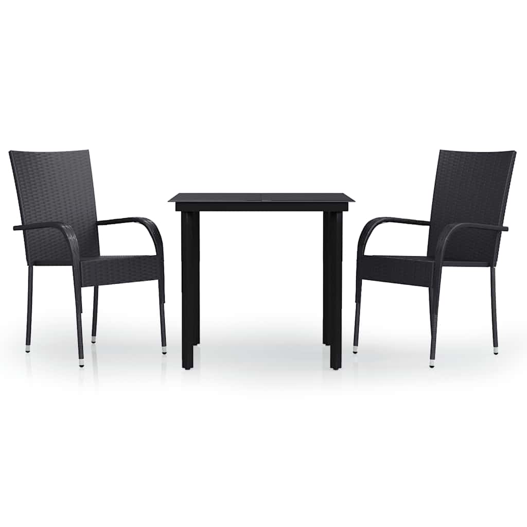 3-dijelni vrtni blagovaonski set crni