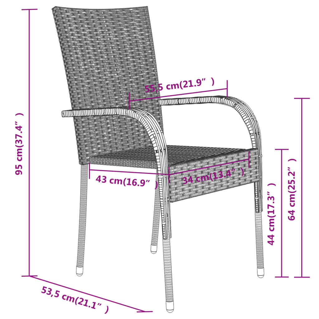 5-dijelni vrtni blagovaonski set s jastucima crni