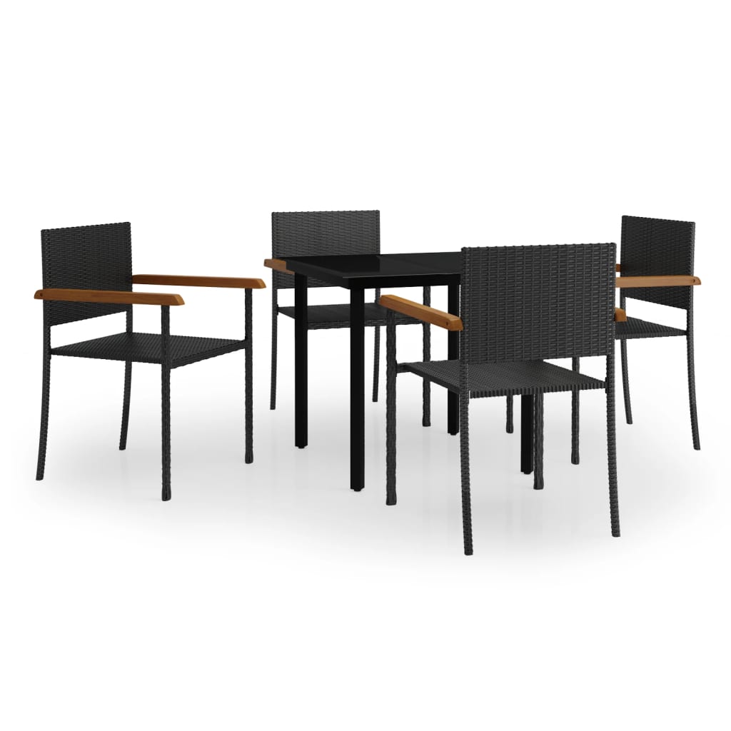 5-dijelni vrtni blagovaonski set crni