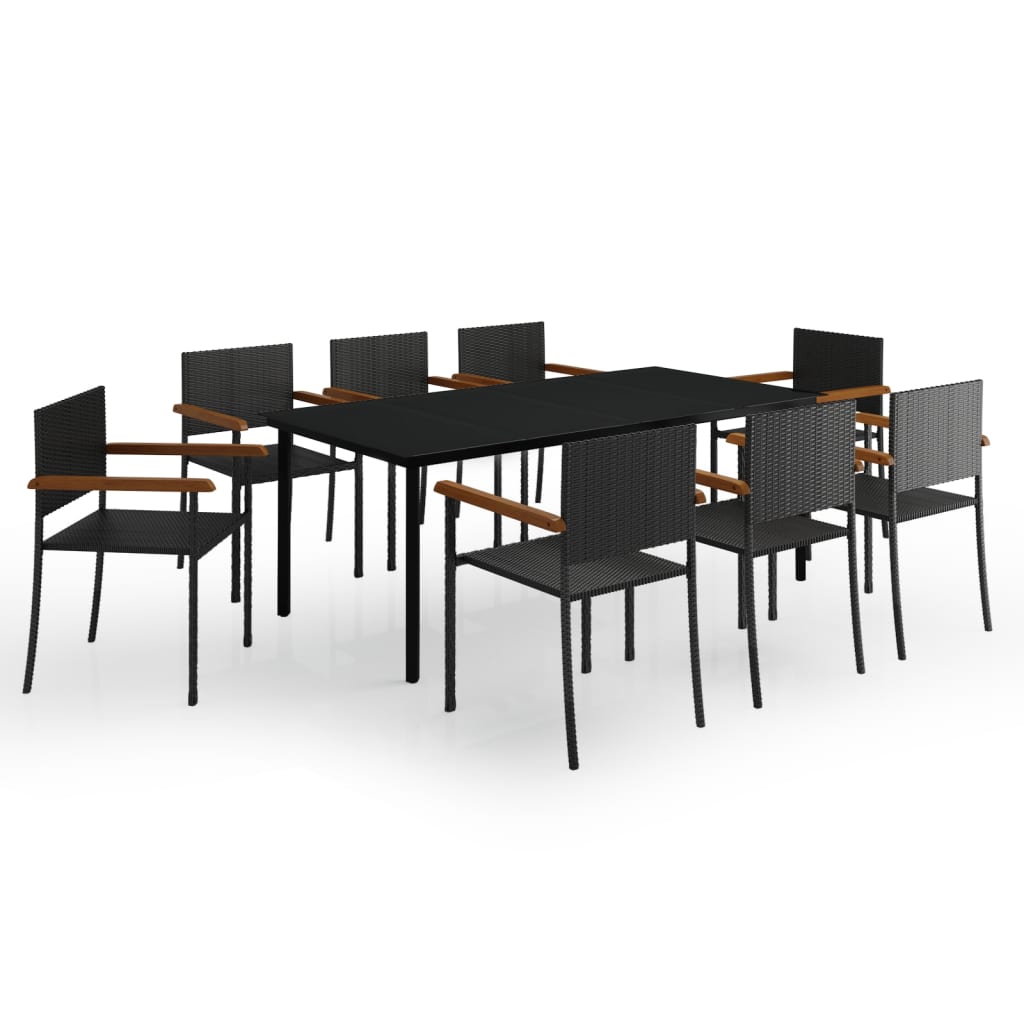 9-dijelni vrtni blagovaonski set crni