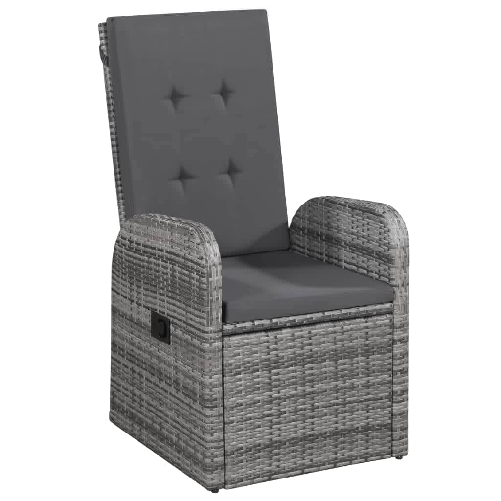 9-dijelni vrtni blagovaonski set s jastucima sivi