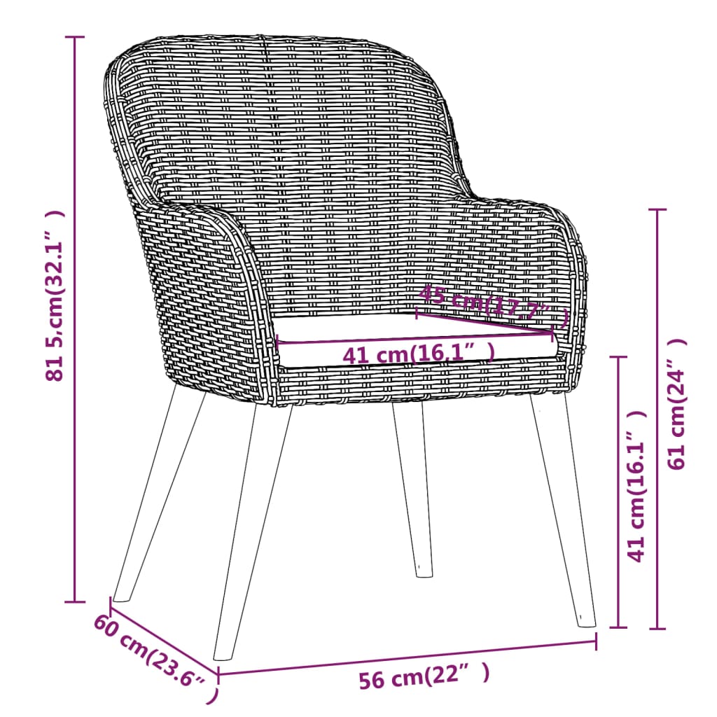5-dijelni vrtni blagovaonski set s jastucima smeđi