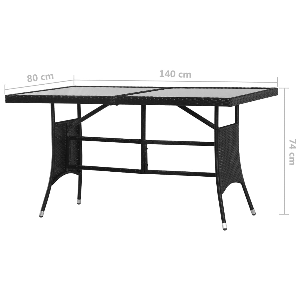 Vrtni stol crni 140 x 80 x 74 cm poli ratan