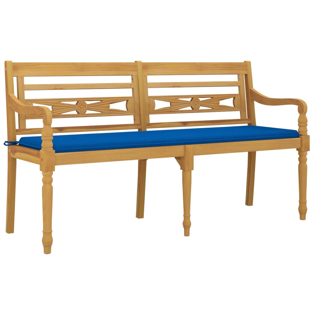 Klupa Batavia s kraljevskoplavim jastukom 150 cm od tikovine