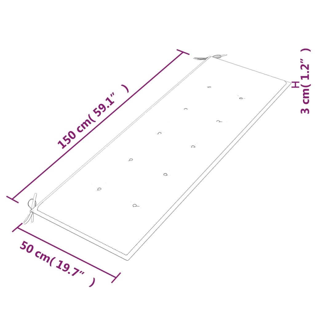 Klupa Batavia s kraljevskoplavim jastukom 150 cm od tikovine