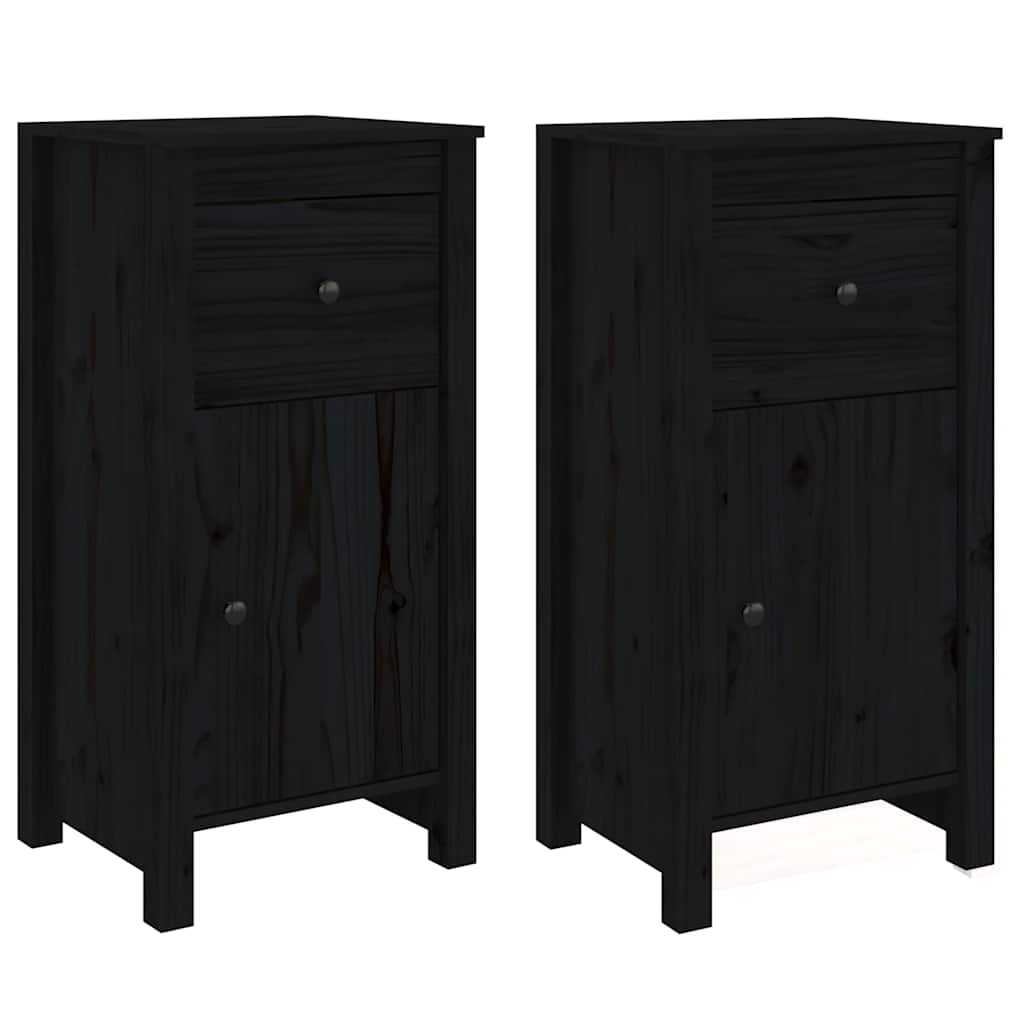 Komode 2 kom crne 40x35x80 cm od masivne borovine