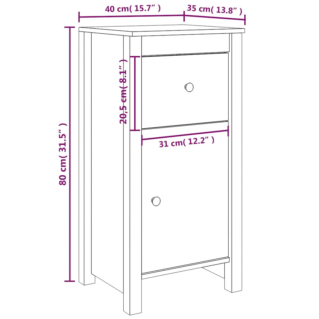Komode 2 kom crne 40x35x80 cm od masivne borovine