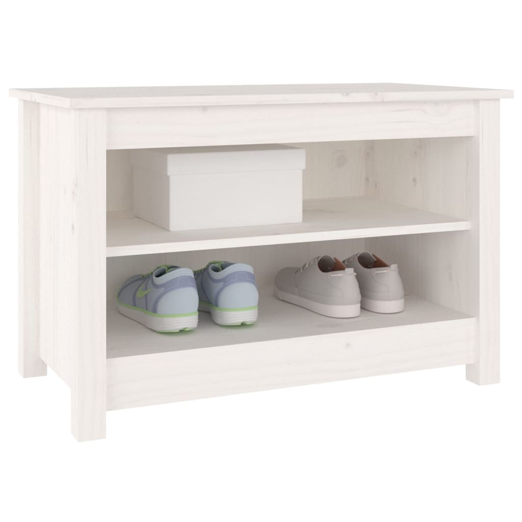 Klupa za cipele bijela 70 x 38 x 45,5 cm od masivne borovine