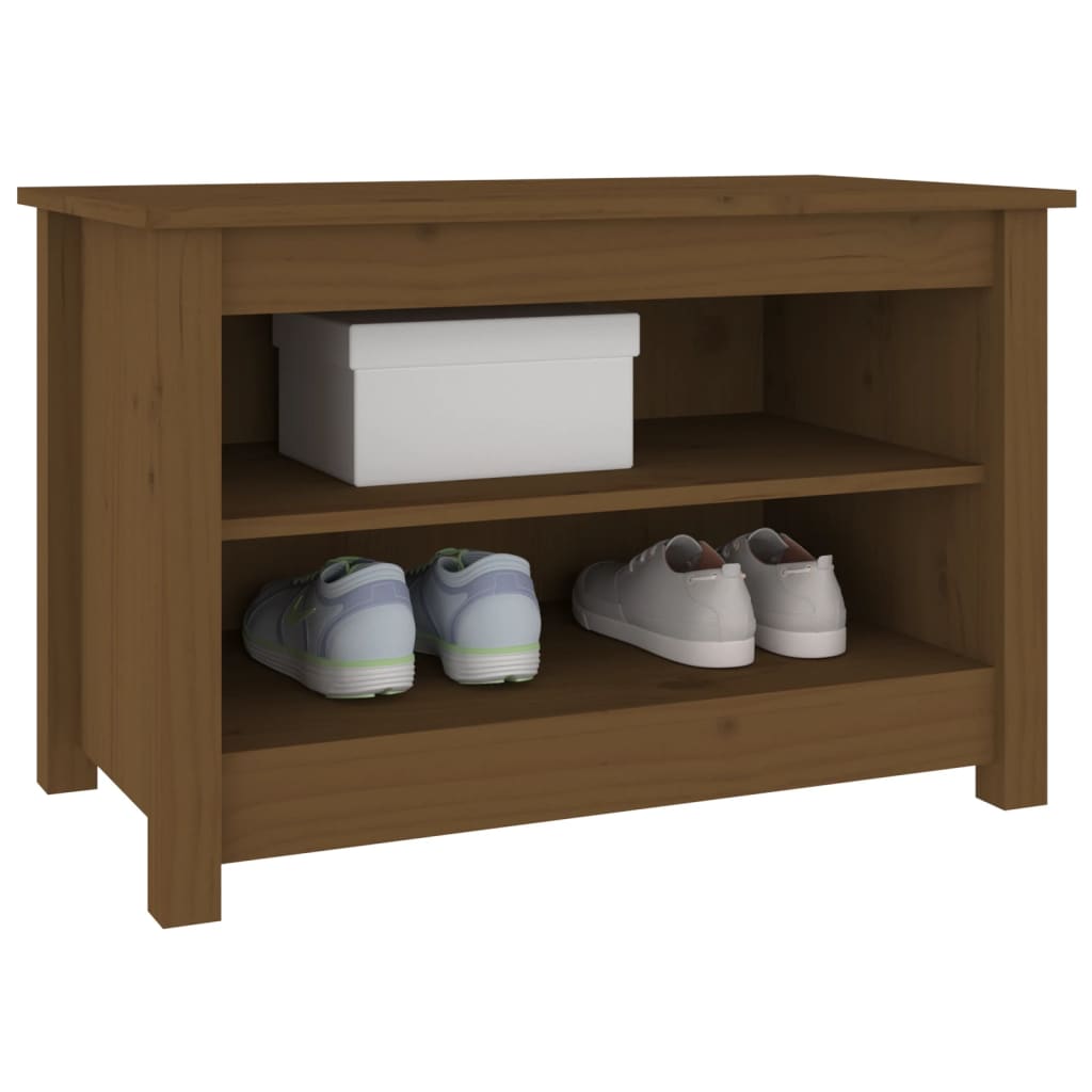 Klupa za cipele boja meda 70 x 38 x 45,5 cm od masivne borovine