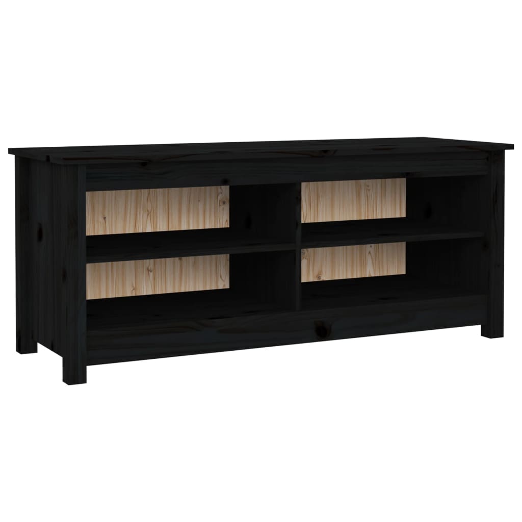 Klupa za cipele crna 110 x 38 x 45,5 cm od masivne borovine