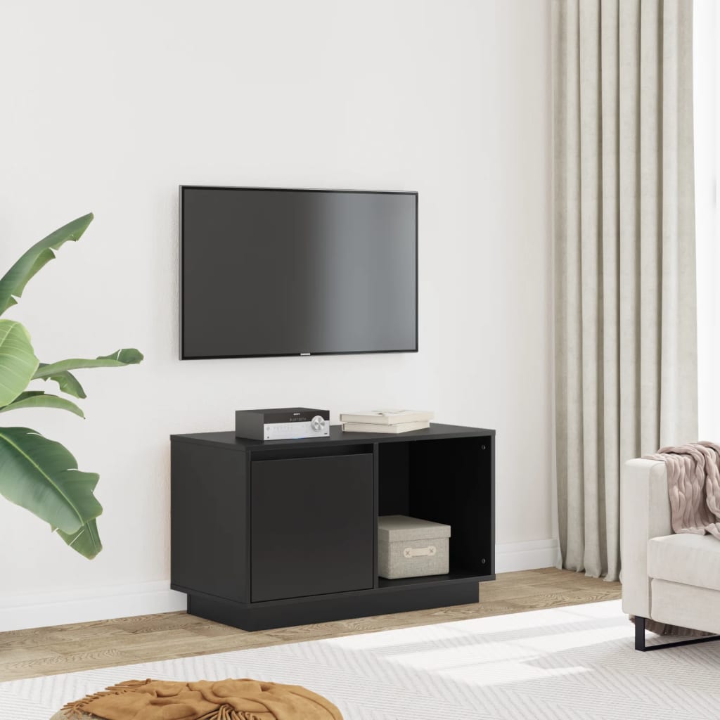 TV ormarić crni 74 x 35 x 44 cm od masivne borovine